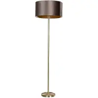 QAZQA Vloerlamp messing met fluwelen lampenkap bruin 50cm - Simplo