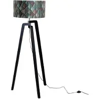 QAZQA Vloerlamp zwart met velours lampenkap blad dessin 50cm - Puros
