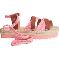 White Stuff Ghillie Tie Jute Flatform Pink Multi Size: 4 | Espadrilles Outlet | Dames | Roze