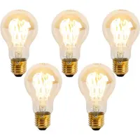 LUEDD Set van 5 E27 dimbare LED spiraal lampen A60 goldline 4W 270 lm 2200K