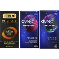 Durex - 30 stuks Condooms - Intensity 10st Nieuwste generatie ultradun, gedeelde lichaamswarmte - Orgasm Intense met Stimulerende Gel 10st - Performa vertragende effect 10st - Voordeelverpakking