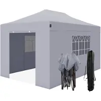 LifeGoods Partytent - Paviljoen - 3x4,5 m - Zijwanden - Easy Up - Opvouwbaar - Waterdicht - Draagtas met Wieltjes - Donkergrijs