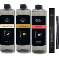 Scentchips Navulling Rose & Cashmere + Arabian Nights + Saffron Rose + Geurstokjes - Geurstokjes Navulling Set van 3 + 5 Geurstokjes - Geurverspreider - Luchtverfrisser - Huisparfum - 400ml x 3