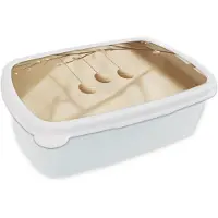 MuchoWow Broodtrommel Wit - Lunchbox Beige - Paastak - Eieren - Brooddoos 18x12x6 cm - Brood lunch box - Broodtrommels voor kinderen en volwassenen
