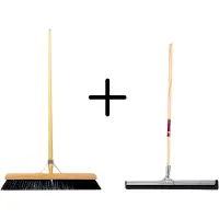 Synx Store Synx Tools Paardenhaar 50cm + Vloertrekker 60cm met Steel 150cm - Kamerveger – Vloerreiniger – Moppen – Zachte binnenbezem met steel 160cm