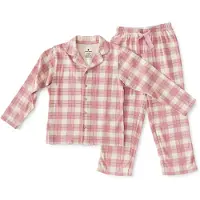 Little label pyjama met roze geruite print Meisjes Stretchkatoen Klassieke kraag - maat 110/116