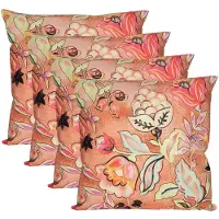 Anna's Collection Sierkussen voor binnen en buiten - 4x - wild flowers - terracotta - 60 x 60 cm - tuinkussen