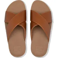 FitFlop Women Lulu Cross Slide Sandals Leather Light Tan-Schoenmaat 39