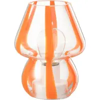 J-Line 53488 Tafellamp Strepen Glas Transparant/Oranje Small - 11 x 11 x 15 cm