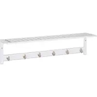 Relaxdays muur kapstok hangend - met hoedenplank - 6 haken - 18x75x16 cm - bamboe