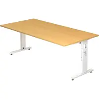 Hjh OFFICE PRO MEGA 2E W - 200 x 100 Tafelhoogte I In hoogte verstelbaar Beuken/Wit
