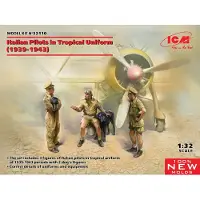 ICM Modelbouwpakket Militaire voertuigen - 32110 Italian Pilots in Tropical Uniform (1939-1943) Plastic - 1:32 - Modelbouw