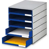 Styro Styroval Pro-ladebox, 5 laden, open, DIN C4, polystyreen, eco-grijs/blauw