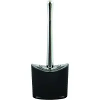 Spirella MSV Toiletborstel in houder/wc-borstel Aveiro - PS kunststof/rvs - zwart/zilver - 37 x 14 cm - Toiletborstels