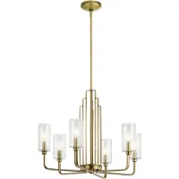Quintiesse Kroonluchter Kimrose, dimbaar, brons / oud-messing, Woon-/ Eetkamer, metaal, kroonluchter