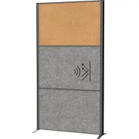 MAUL Akustikwandsystem MAULconnecto - insteekmodules - 2x akoestisch vlies - 1x kurk - klittenband - B 1000 x H 1800 mm - antraciet