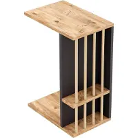 En.casa Bijzettafel Siikainen laptoptafel op wielen 44x29x65 cm houtkleurig en zwart