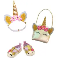 Heless Poppen accessoires glitter eenhoorn set, 38-45 cm