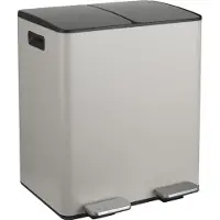 Spirella Prullenbak 40 liter - ALIYA - Vuilnisbak Keuken met 2 Vakken - Staal - Taupe