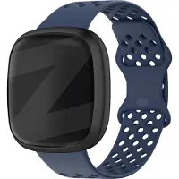 Bandz sport band 'Sport Air' geschikt voor Fitbit Versa 3 / Versa 4 / Sense / Sense 2 - Hoogwaardig ademend siliconen materiaal smartwatch bandje - Perfect voor het sporten - donkerblauw