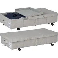 Relaxdays opbergbox onder bed - set van 2 - 50 l - met wieltjes - 20 cm hoog - opvouwbaar - grijs
