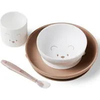 Nattou SILICON eetset 4-delig, wit/beige
