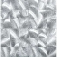 BES LED Zelfklevende Mozaïek Tegel - Afimera Grote Blokken XL - Geborsteld Zilver - 305x305x4mm