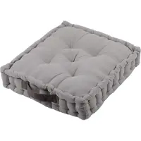 Stof Textile Vloerkussen DUO - betongrijs - katoen - 45 x 45 x 10 cm - vierkant - Extra dik - extra zitplaatsen - spelen - gamen - relaxen