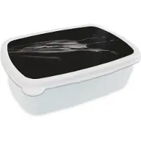 MuchoWow Broodtrommel Wit - Lunchbox Zwart - Splash - Water - Brooddoos 18x12x6 cm - Brood lunch box - Broodtrommels voor kinderen en volwassenen