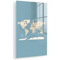 MuchoWow Glasschilderij 40x60 cm - Schilderij acrylglas - Wereldkaart - Oceaan - Realistisch - Blauw - Foto op glas - Muurdecoratie woonkamer - Wanddecoratie slaapkamer - Schilderijen