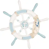 Clayre & Eef Decoratie Ø 34x3 cm Wit Blauw MDF