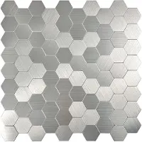 BES LED Zelfklevende Mozaïek Tegel - Afimera Hexagon - Geborsteld Zilver - 291x286x4mm