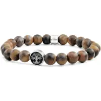 Frank 1967 7FB-0471 Armand Heren - Tijger oog - 8mm - beads - Levensboom - 12,5mm - 20cm - Staalkleurig