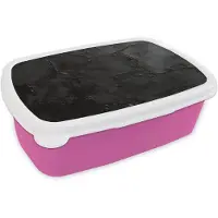 MuchoWow Broodtrommel Roze - Lunchbox Zwart - Verf - Brooddoos 18x12x6 cm - Brood lunch box - Broodtrommels voor kinderen en volwassenen