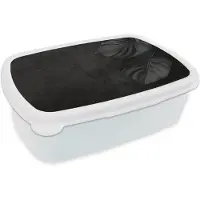 MuchoWow Broodtrommel Wit - Lunchbox Zwart - Blad - Monstera - Brooddoos 18x12x6 cm - Brood lunch box - Broodtrommels voor kinderen en volwassenen