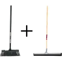 Synx Store Synx Tools Binnenbezem Zwart + Vloertrekker 60cm met Steel 150cm - Kamerveger – Vloerreiniger – Moppen - Zachte bezem met steel 130cm