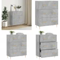 vidaXL Dressoir 69,5x34x90 cm bewerkt hout betongrijs - Dressoir - Dressoirs - Kast - Buffetkast