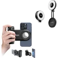 Ulanzi magnetische smartphone grip met MagSafe lamp - Selfielamp - Tiktoklamp - Magsafe bevestiging - Maak een camera van je telefoon - Zwart/wit