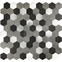 BES LED Zelfklevende Mozaïek Tegel - Afimera Mix Hexagon - Grijs/Zwart - 288x280x4mm