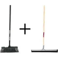 Synx Store Synx Tools Binnenbezem Zwart + Vloertrekker 45cm met Steel 150cm - Kamerveger – Vloerreiniger – Moppen - Zachte bezem met steel 130cm