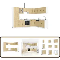 vidaXL Keukenkastenset Porto 14-delig - Sonoma Eiken Keuken Kasten - Houten Keukenkasten - Keukenkasten Set - Sonoma Eiken Keuken - Keukenshop