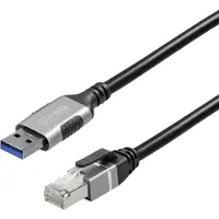MaxTrack USB 3.2 Gen 1 (USB 3.0) / RJ45 Netwerk Adapter CAT 6 [1x USB 3.0 - 1x RJ45-stekker] 2 m Zwart