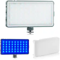 MOJOGEAR Medium LED RGB 12W met diffusor - LED RGB Videolamp - Geschikt voor camera's - Bevestig op een camera met cold shoe mount - Grijs/Wit