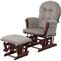 MCW Relaxfauteuil -C76, schommelstoel schommelstoel met kruk stoffen koord 320g/m² Oeko-Tex ~ lichtgrijs donker frame