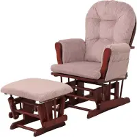 MCW Relaxfauteuil -C76, schommelstoel, schommelstoel met voetenbankje, stof corduroy 320 g/m² ~ roze, donker frame