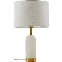 LINDBY Tafellampe , Alabaster, Wit, Woonkamer, Stof, Scandinavisch