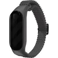 Strap-it Activity tracker bandje - Gevlochten nylon bandje geschikt voor Xiaomi Mi Band 5 / Mi Band 6 / Mi Band 7 - donkergrijs