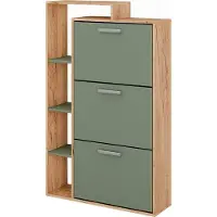 Vicco Orlando Schoenenkantelaar – 80 x 128.3 cm met 3 compartimenten Goldkraft eik/groen