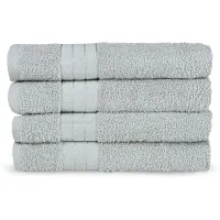 Good Morning Badstof Handdoek 100% Katoen 50x100cm - silver - Set van 4
