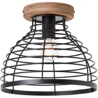 Brilliant 99563/76 Avia Plafondlamp Zwart/Hout - 1 x E27